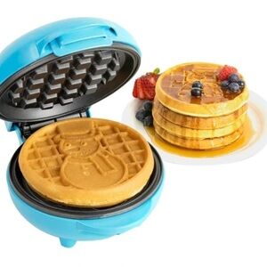 Snowman Electric Waffle Maker, Blue